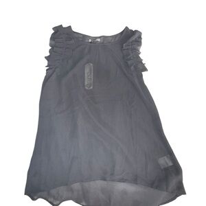 NWT Darling Gray Ruffle Sleeveless Sheer Blouse Size Large